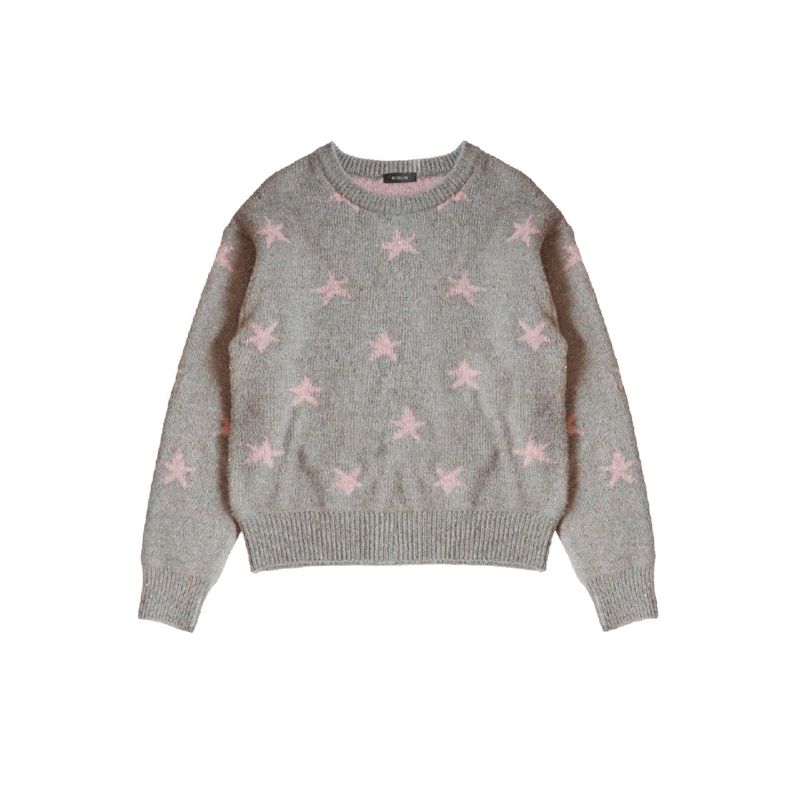 Two way Star Jacquard Knit (grey/pink)
