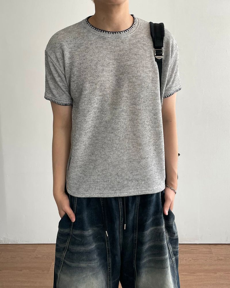 IDF（アイディーエフ）の「Stitch Crop short Sleeve Knit（Tops）」