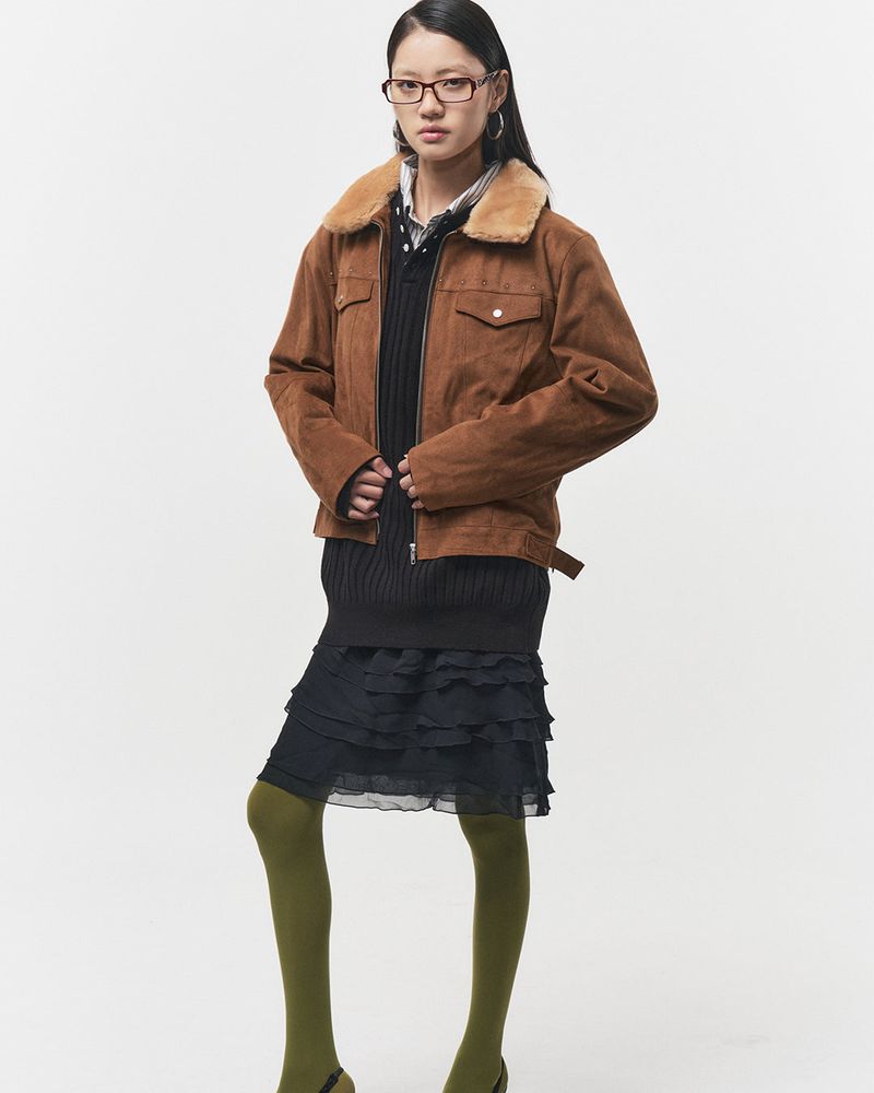Bluesf searing suede short jacket