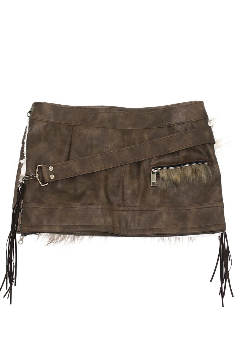 [MADE] Fur Bag Leather Skirt 002