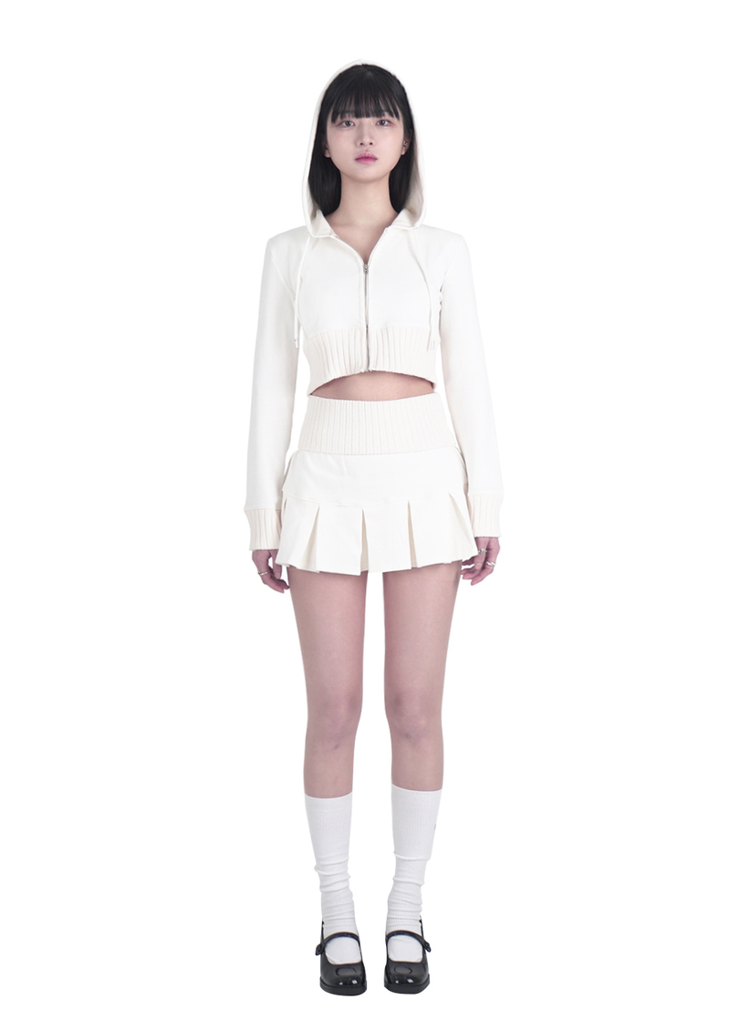 FOR RING PLEATS MINI SKIRT (WHITE)