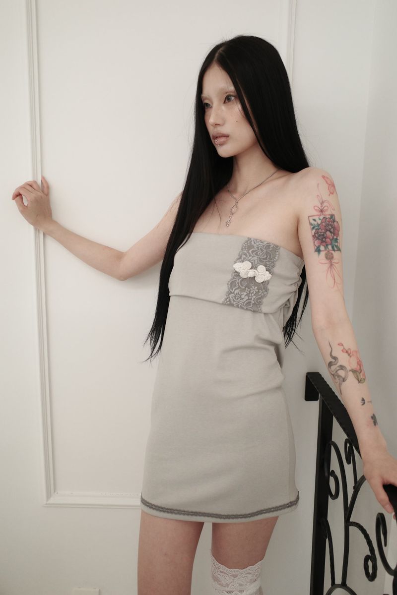 [香] Belle Lace Midi Skirt (3-way) (Gray)