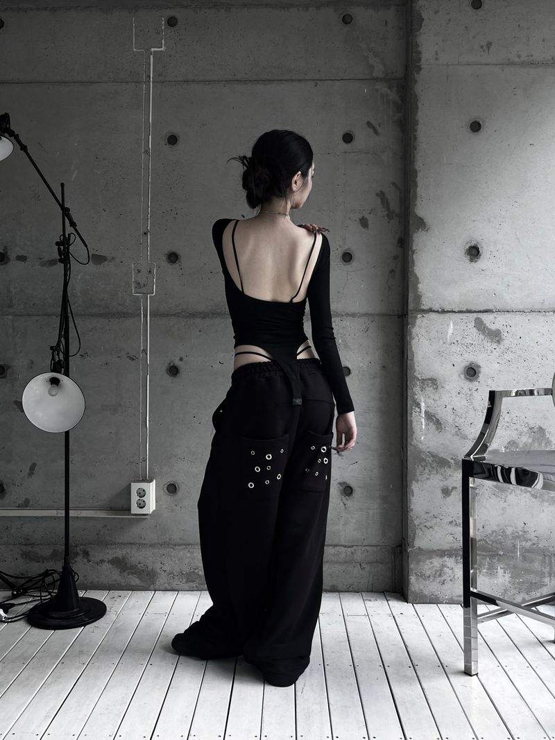 eyelet punching wide pants (2color)