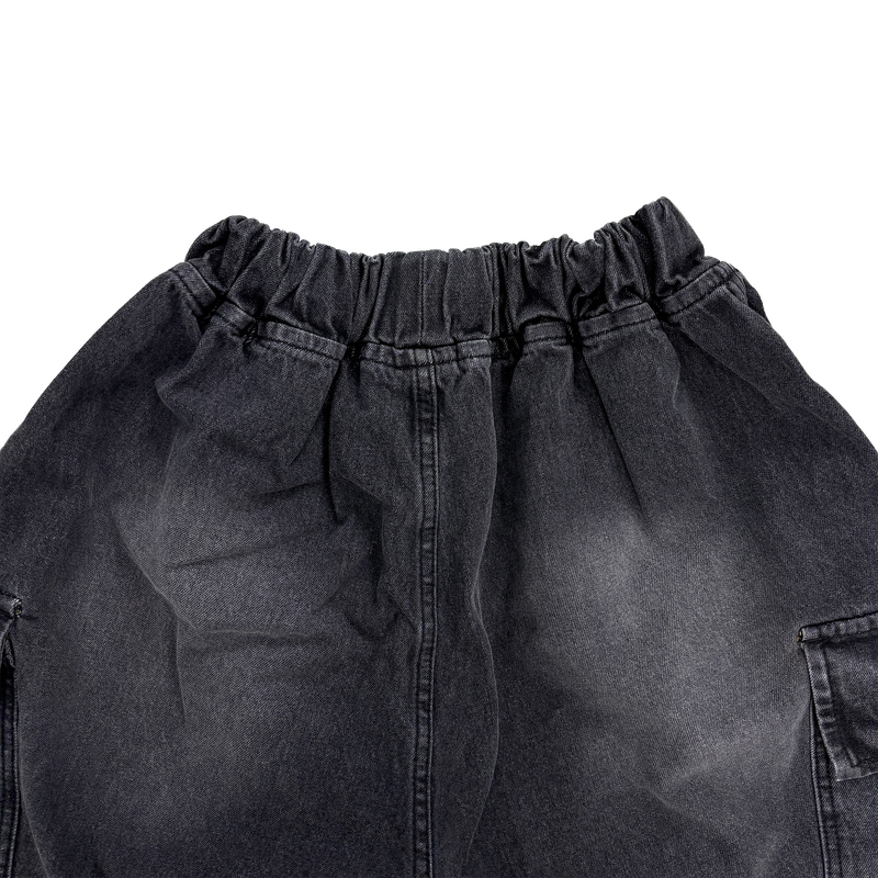 oblique cargo denim bermuda pants