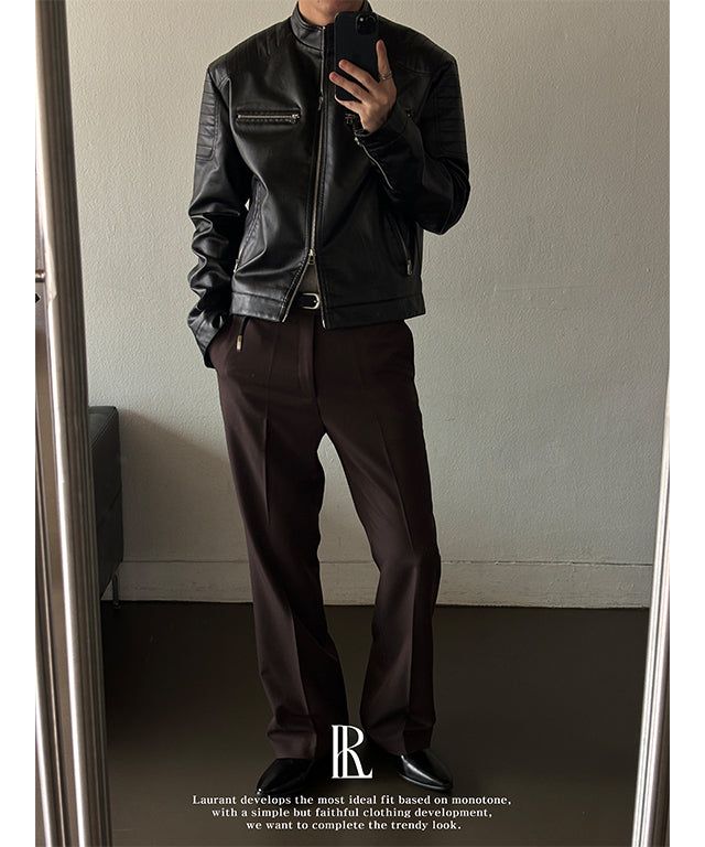 [LAURANTSEOUL] Biker crop leather jacket(2color)