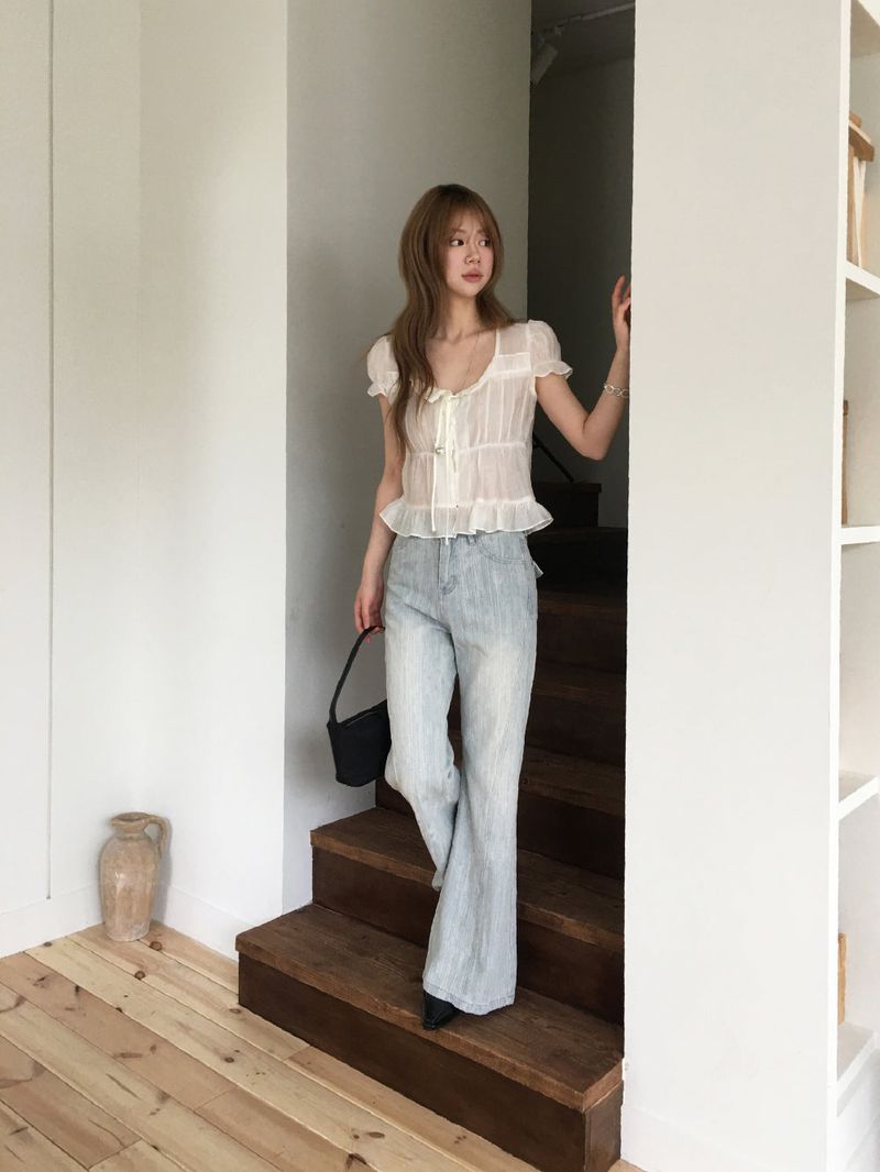 Cool washed bootcut denim