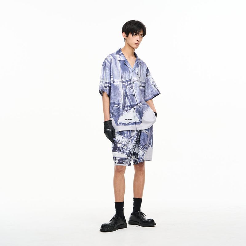 RELABEL（リレーベル）の「RELABEL Inverted Cowboy Digital Printing Short-Sleeve Shirt, West Coast Hip-Hop Full-Print Trendy Brand Shirt（Tops）」