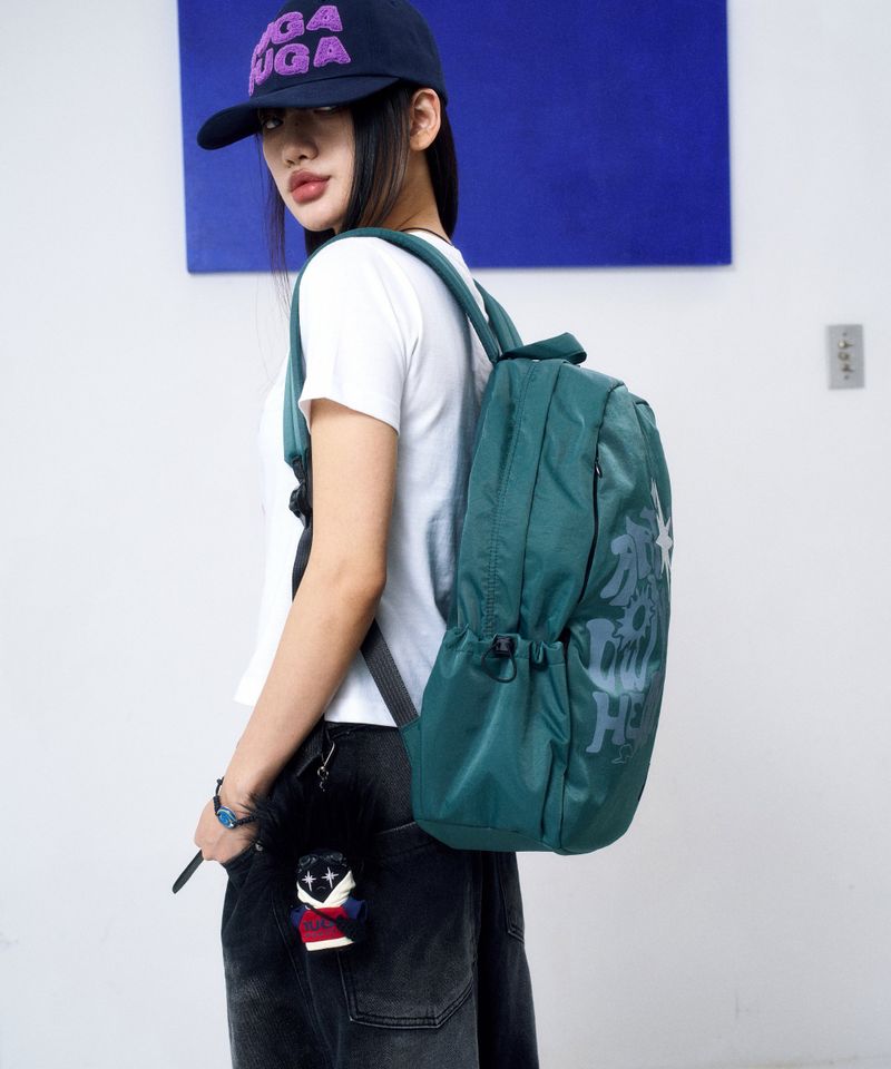 Printed Hidden Pocket Backpack (Green)