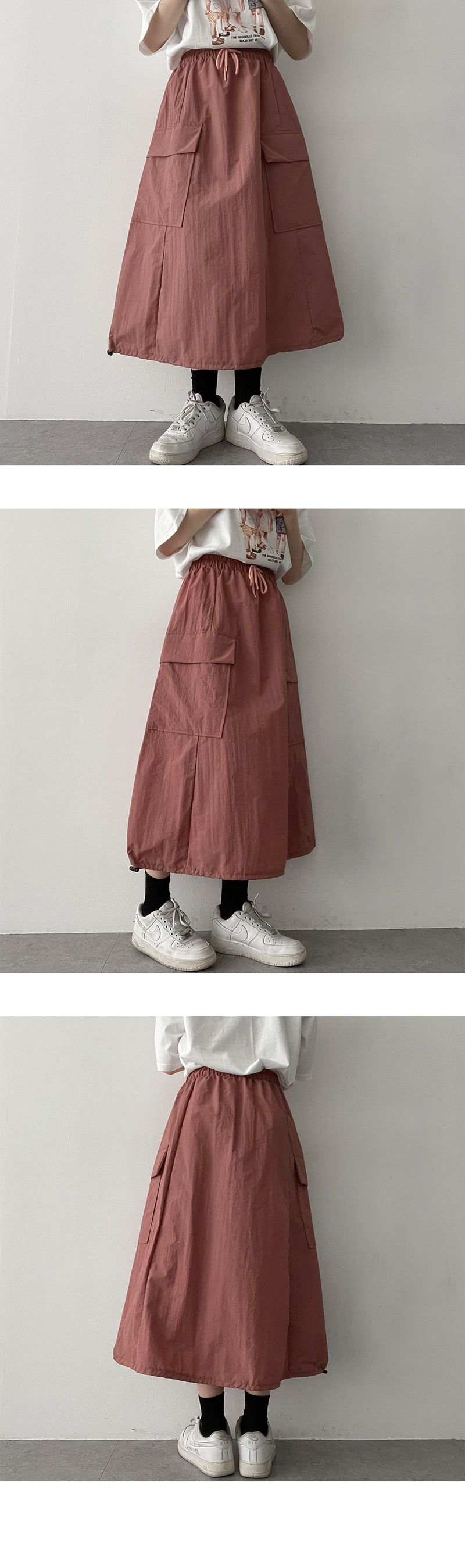 Top T-shirt nylon string long skirt