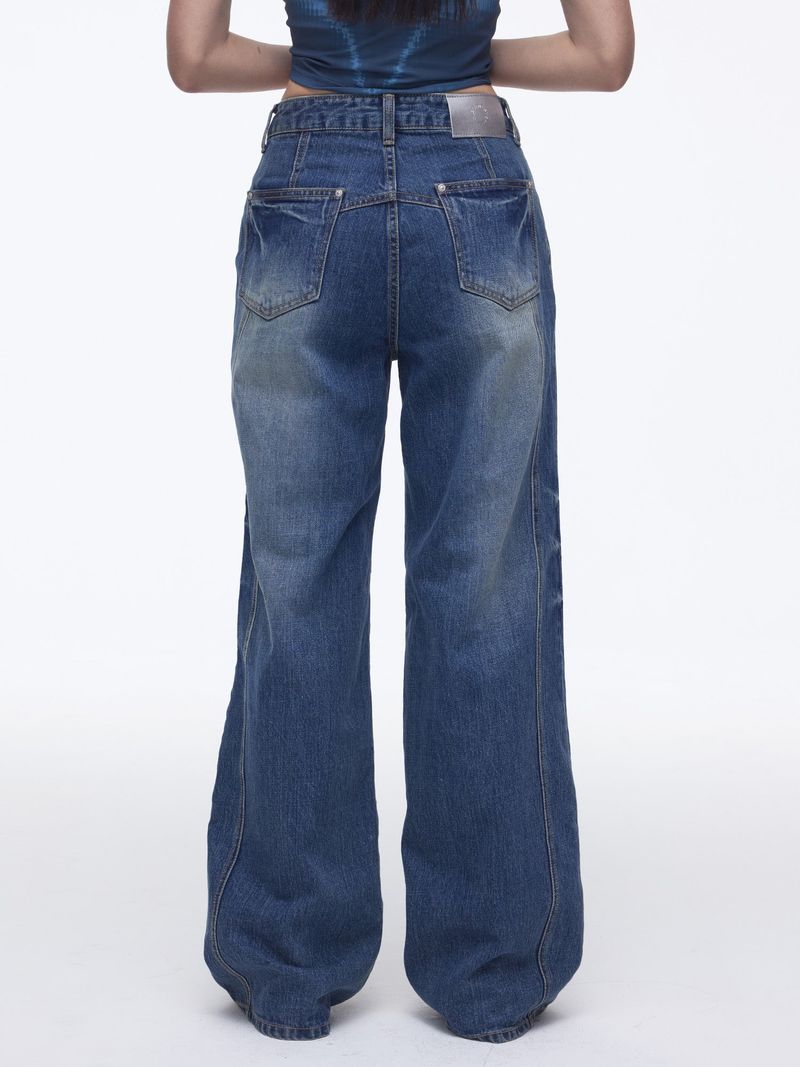 Cat Eye Cut out denim pants