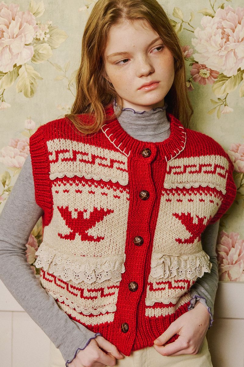 Monet Jacquard Vest [Red]
