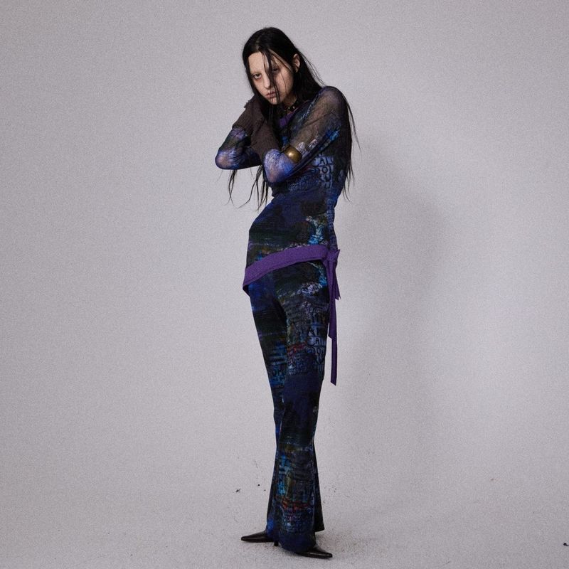 SHEISSHE/PSYCHEDELIC PRINT FLARED LEGGINGS