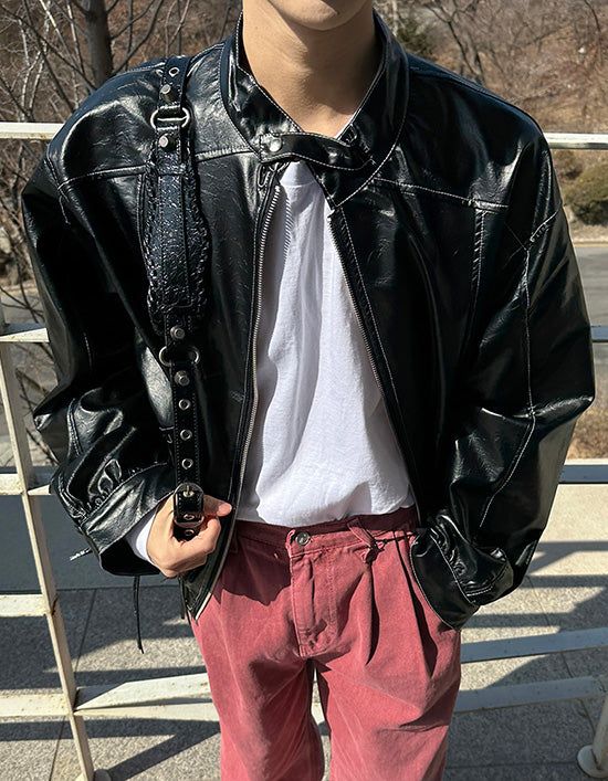 Mase Stitch Leather Coating Jacket (3color)