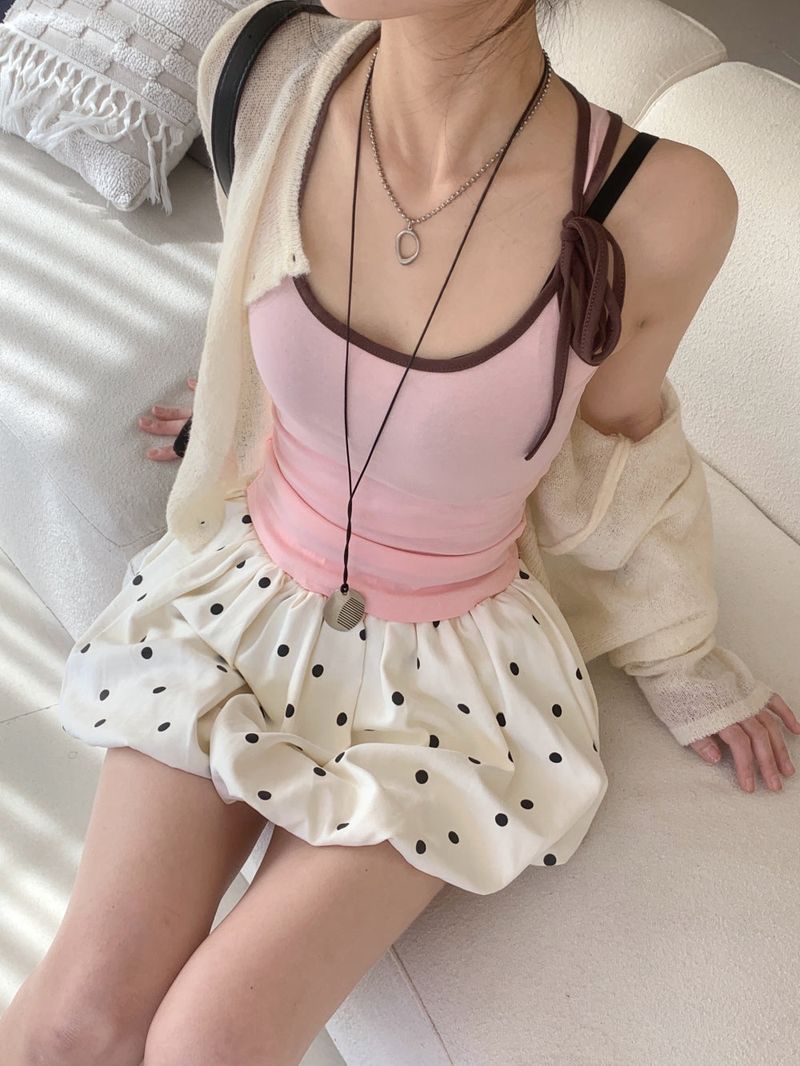 Dot Mellow Balloon Fit Mini Skirt