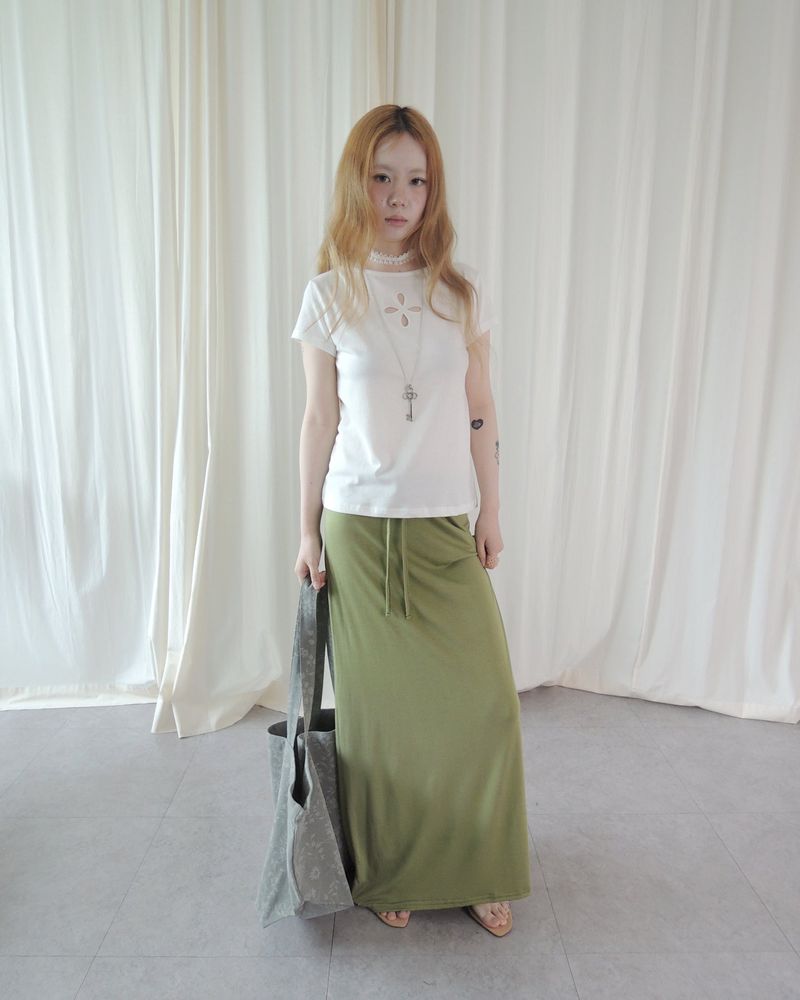 NUPHLO(ニューフロー)の「MAUVE STRING LONG SKIRT(Skirts)」