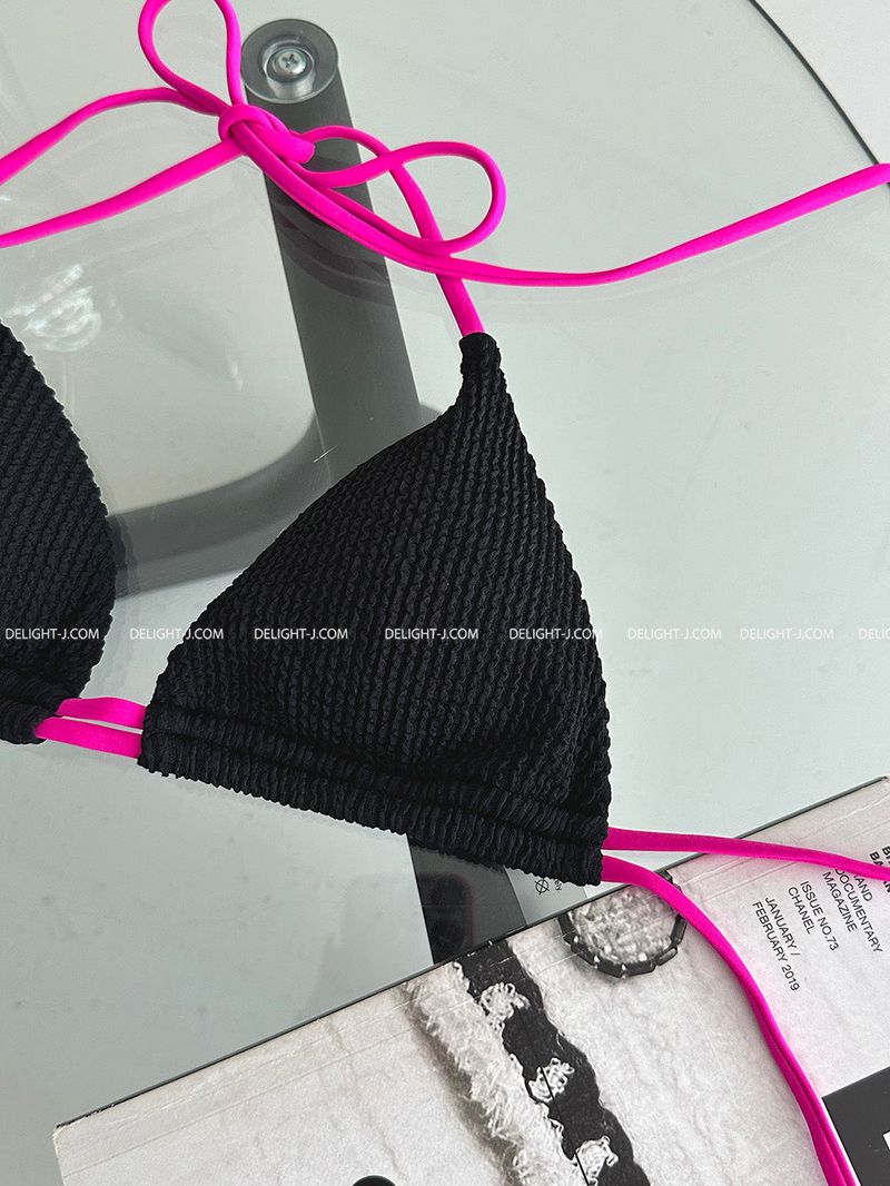 Hot pink colored string bikini