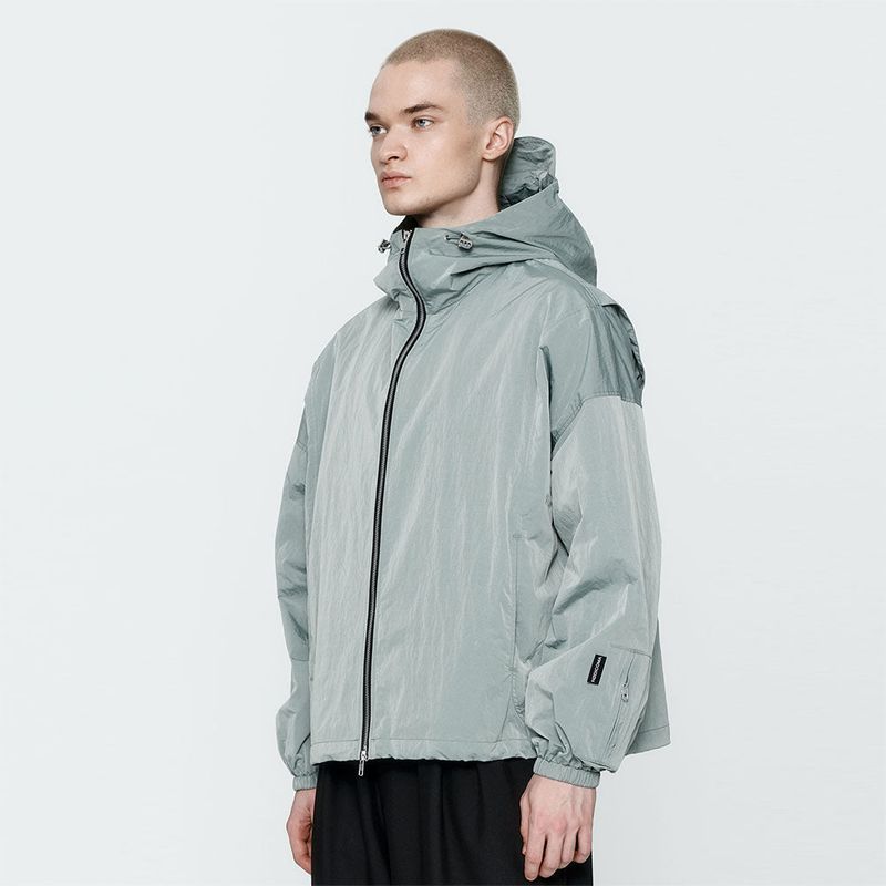 Crinkle Hood Wind Jumper Green