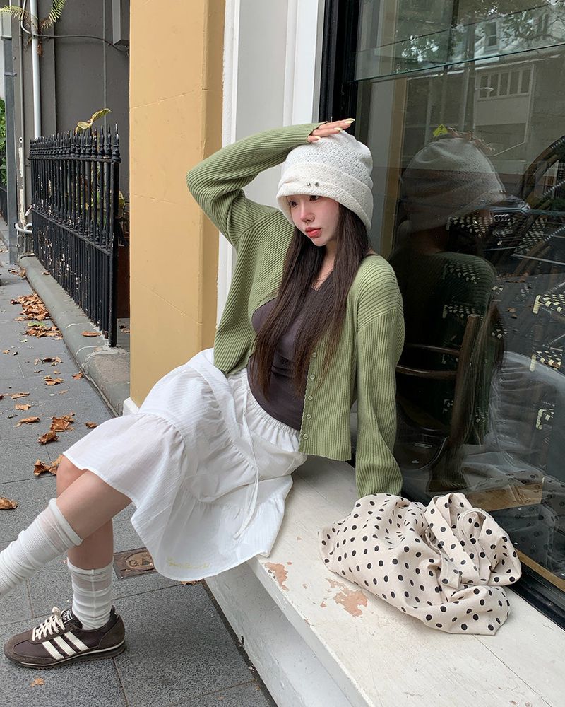 [ORIGINAL] Pudding Frill Angora Knit Cardigan
