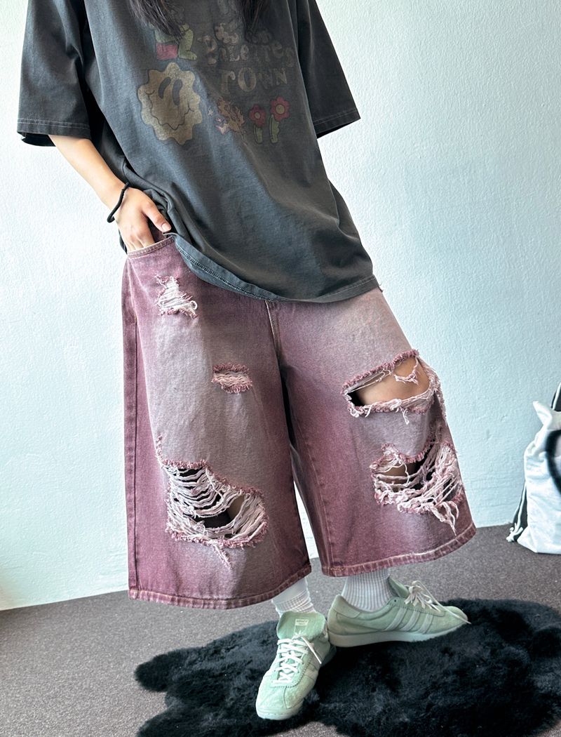 Britty Colored Washed Distressed Denim 3color