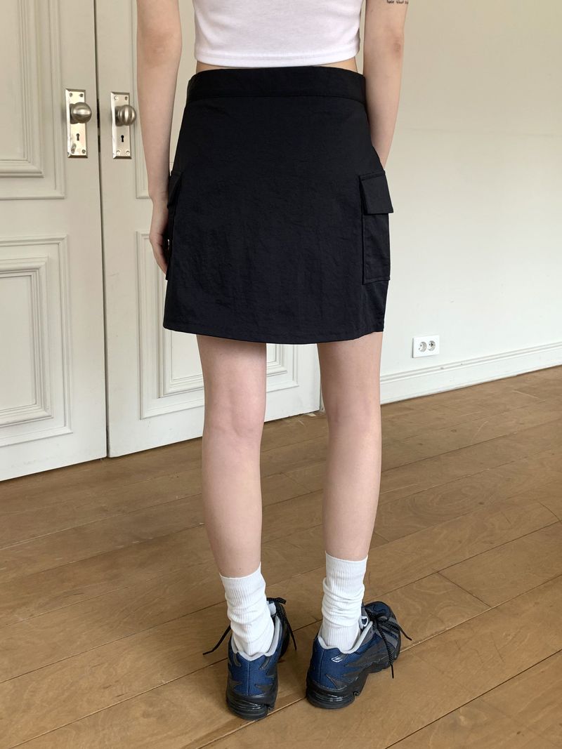 Naing Bijo Pocket Cargo Nylon Mini Skirt