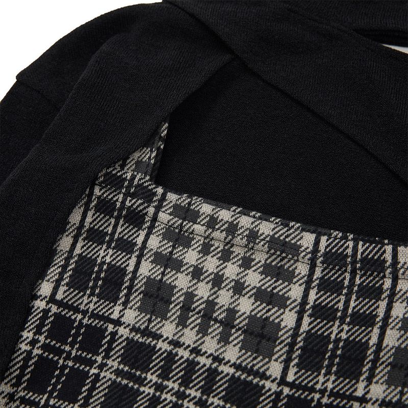 レイヤードチェックニットセット / Layered Check Knit Set [BLACK]