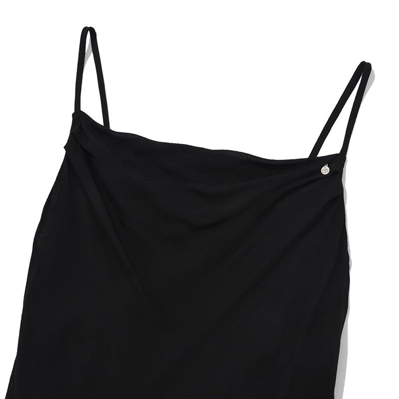 BACK POINT MAXI SLEEVELESS DRESS [BLACK]