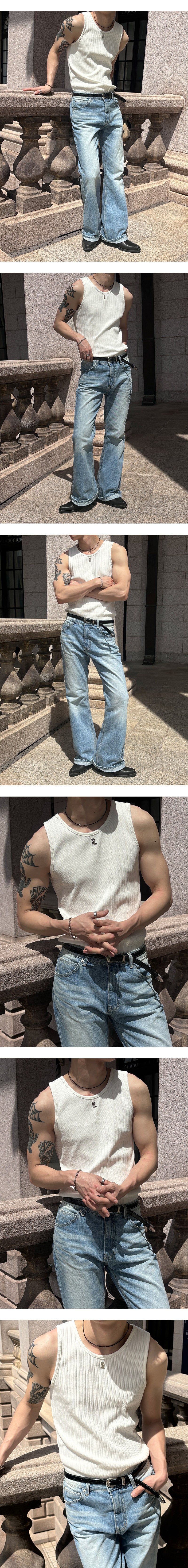 [S/S] High ribbed logo sleeveless(6color)