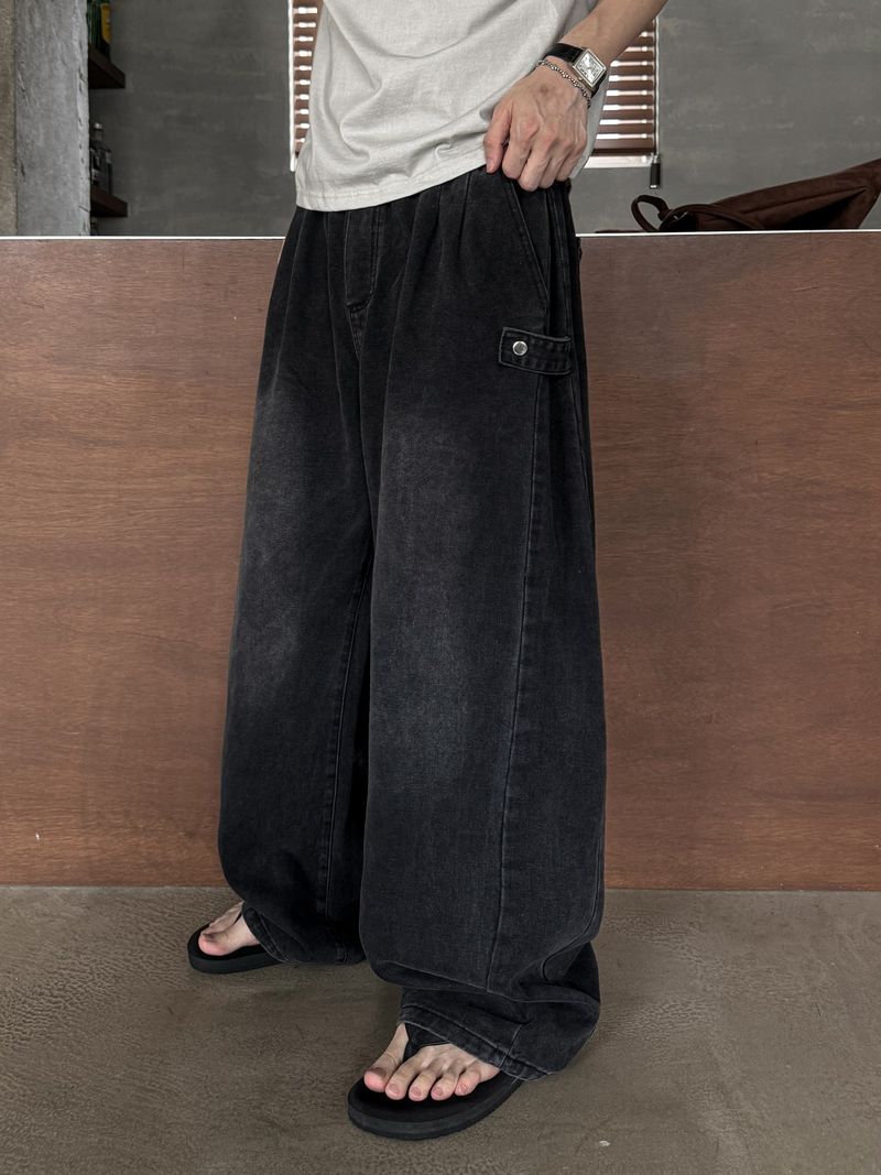 WHAT A LOOK（ワット ア ルック）の「エイデンサイドスナップワイドデニムパンツ（パンツ）」