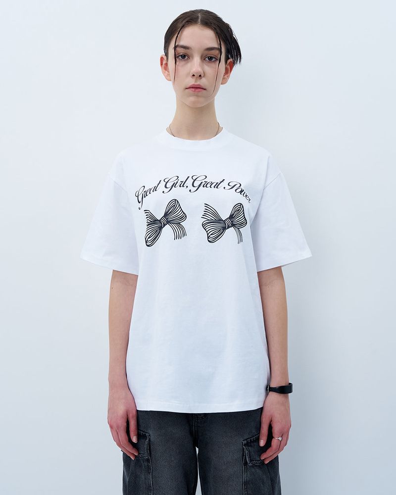 TWIN RIBBON TSHIRT-WHITE