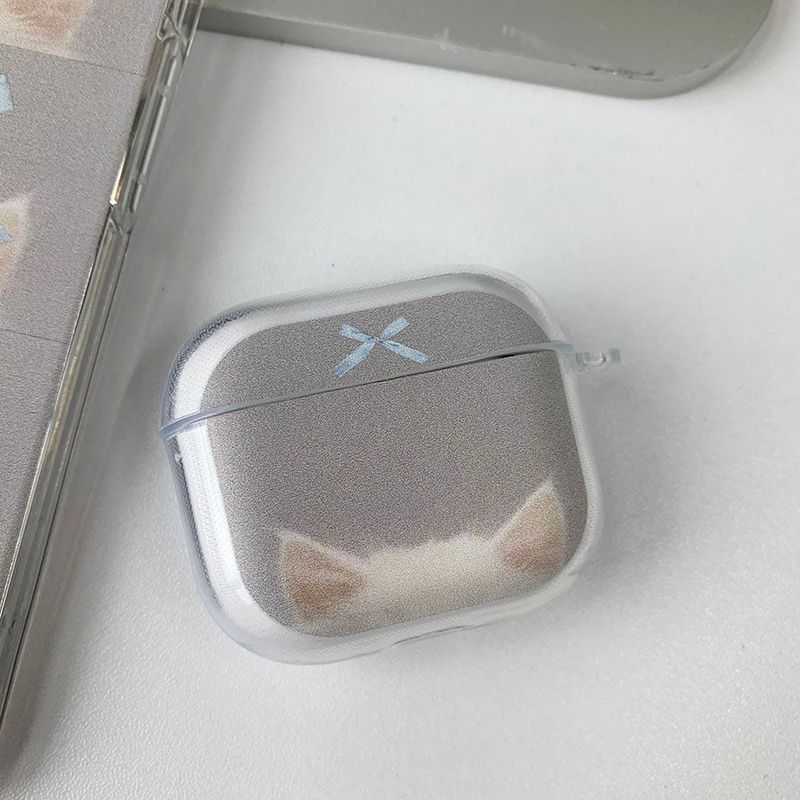 Peep Ribbon Cat AirPods Case_Jelly
