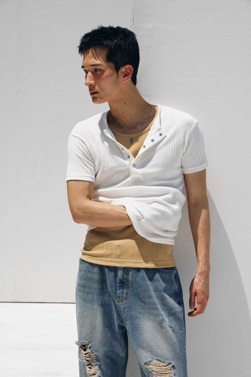 Tin washed damage flare denim pants(Blue)