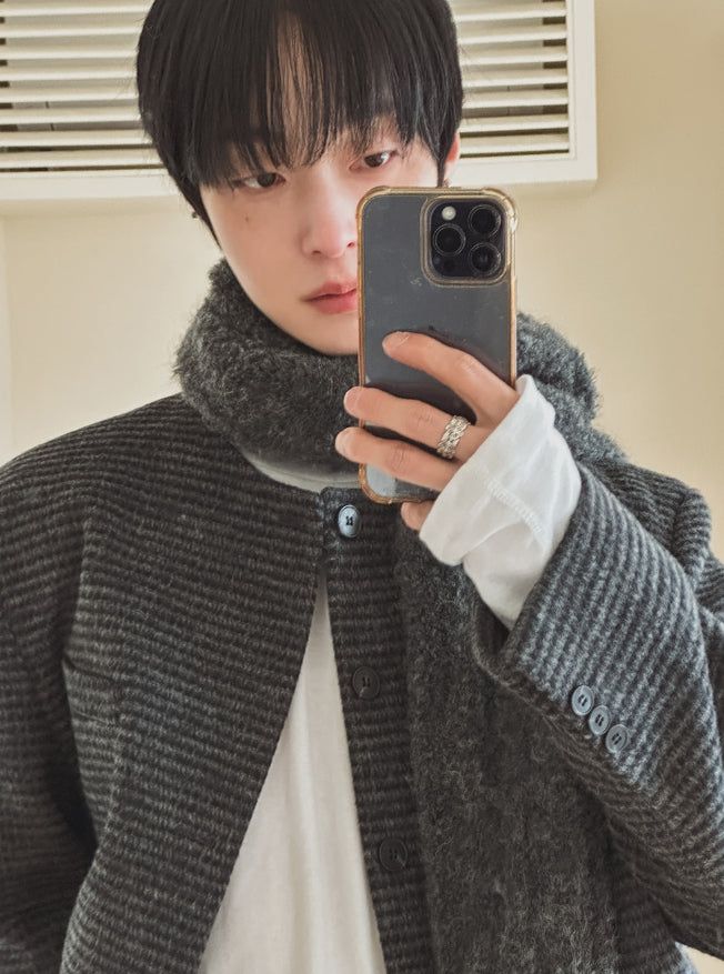 Objet Wool Check Round Jacket