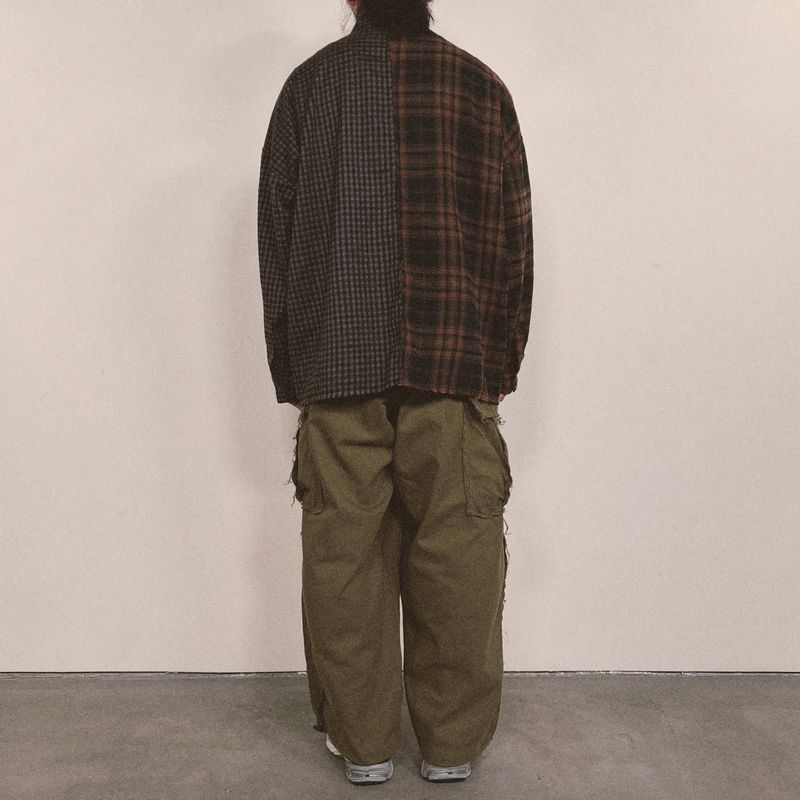 double check deconstructed shirt_brown