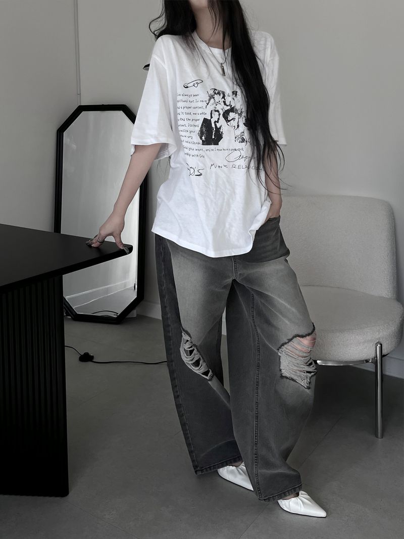 gray damaged balloon denim