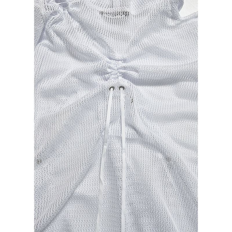MULTIWAY MASH SHIRRING KNIT HOOD . WHITE