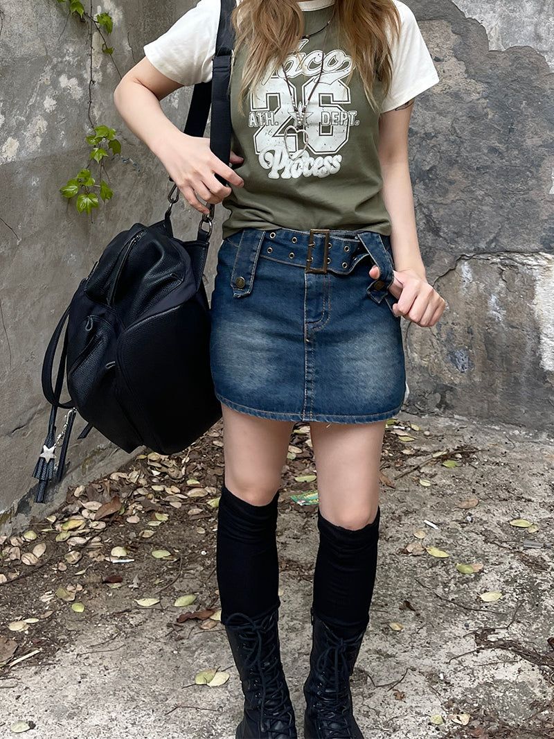 Vintage number printed raglan T-shirt