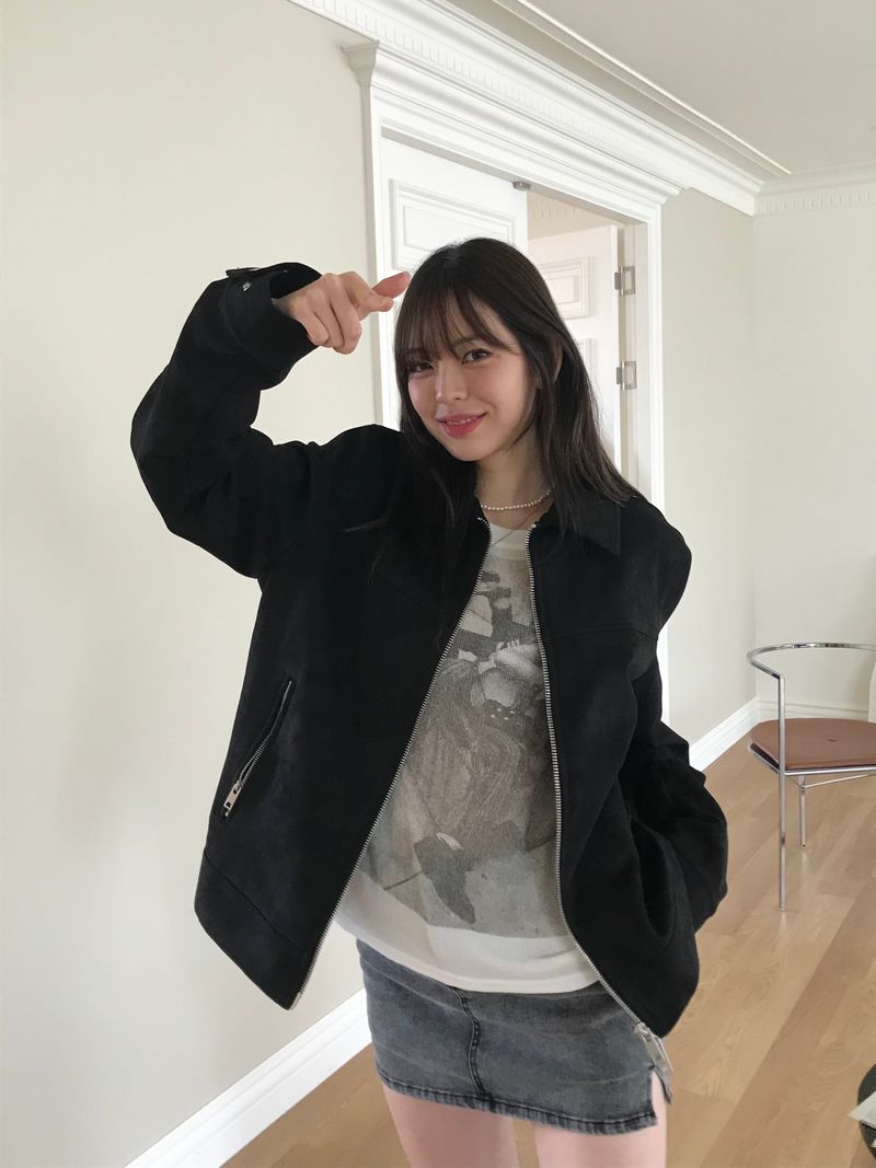 Pont-neuf suede collar jacket
