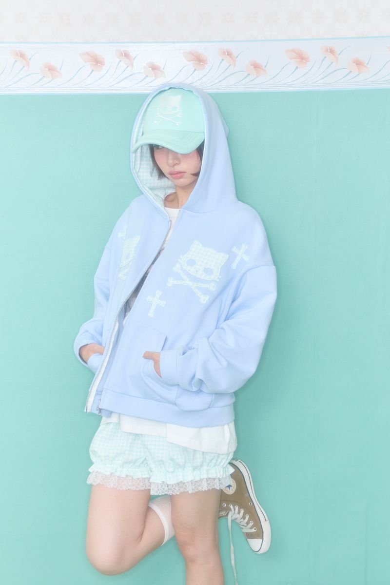 MORI GINGHAM CHECK LACE SHORTS (MINT)