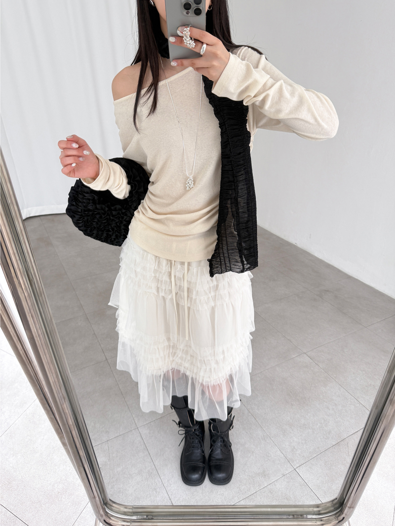 crinkled veil scarf (2color)