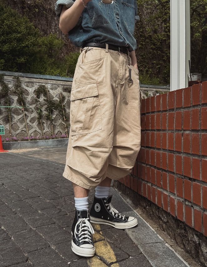Reason Bermuda Pintuck Cargo Pants