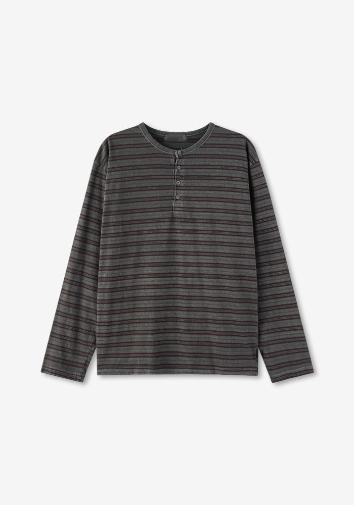 PEP ピグメントストライプヘンリーネックスリーブ