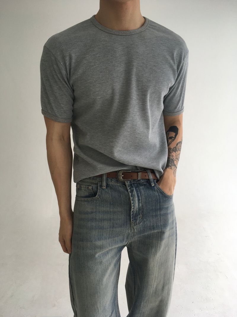 waffle ringer short sleeve(3colors)