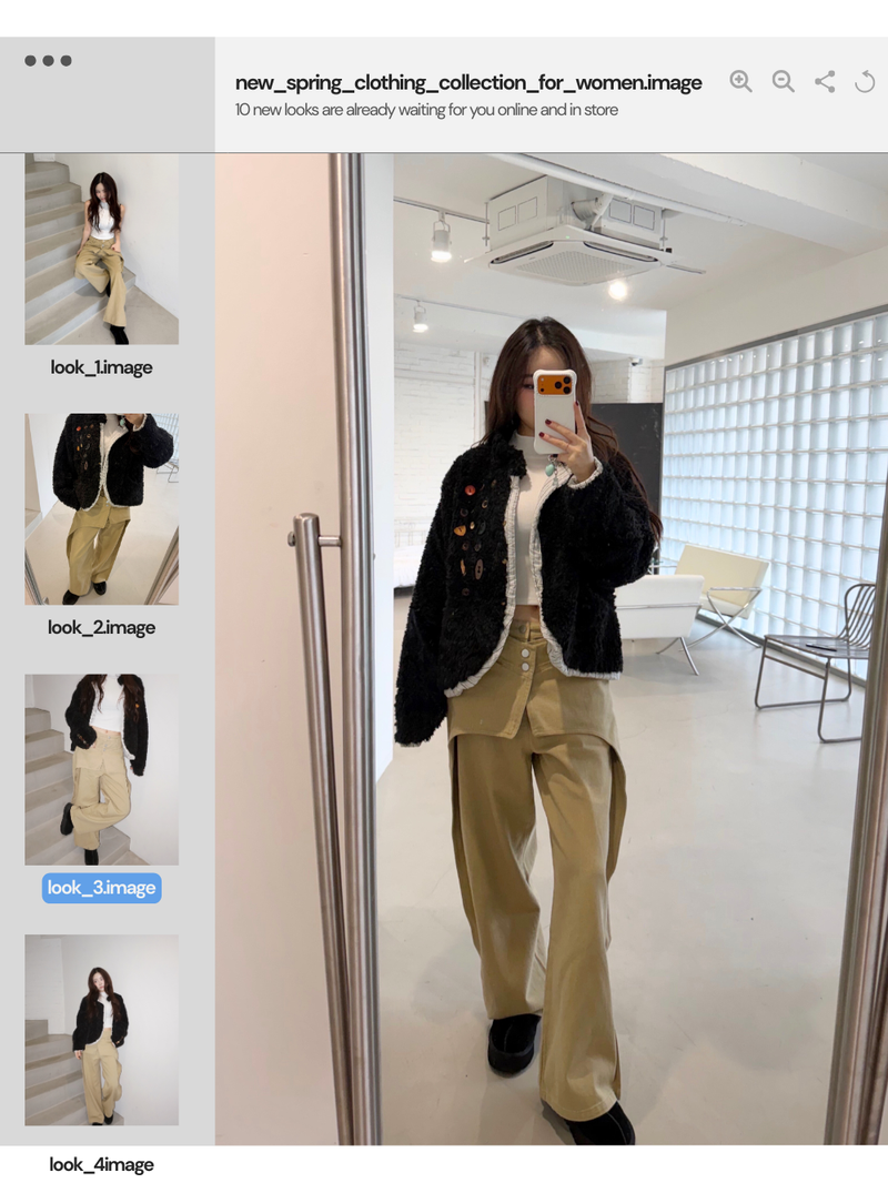 Layered cotton wide casual pants