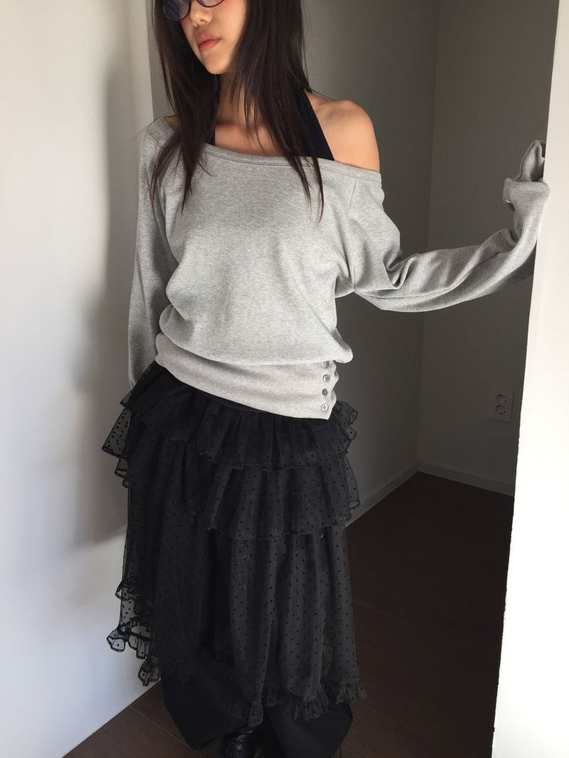 Glass Dot Layer Skirt (3color)