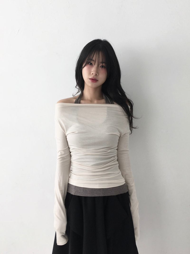 リボンドレープTシャツ