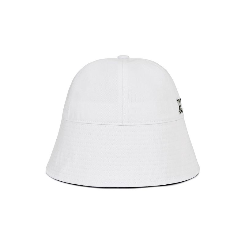 VA Curved Stud Round Drop Bucket Hat / White