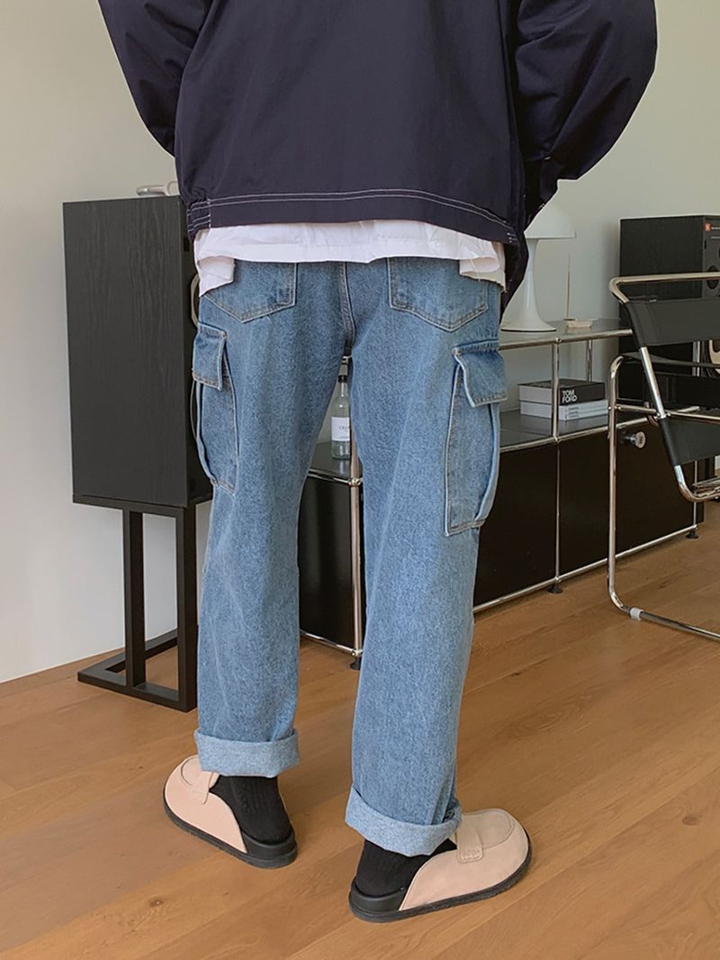 ASCLO Washed Denim Cargo Pants