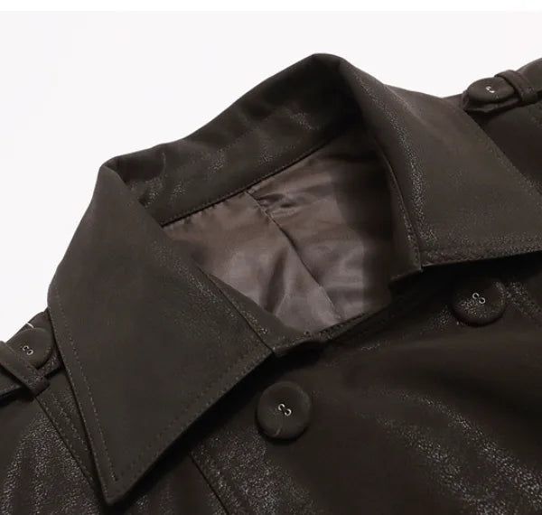 Vintage Leather Mix Trench Jacket