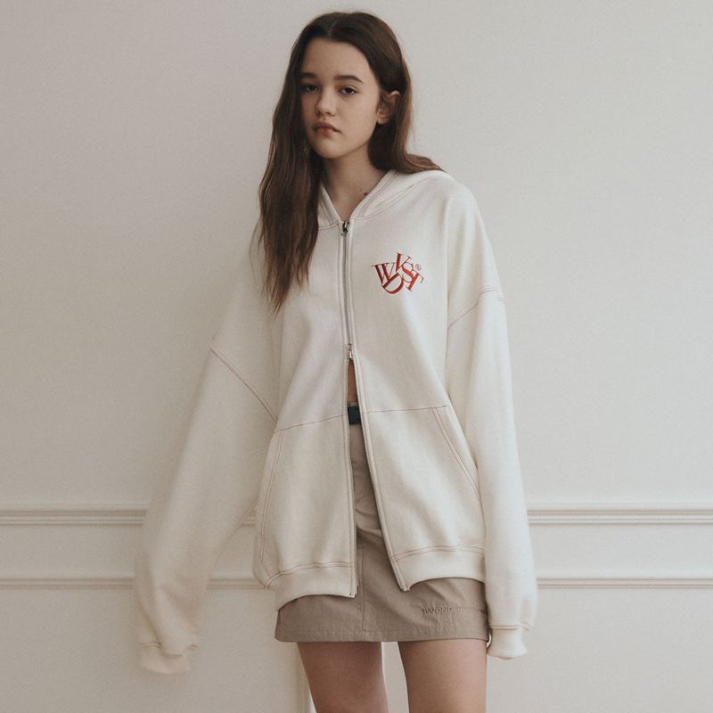 Logo Stitch Hood Zip-up [2 Color]