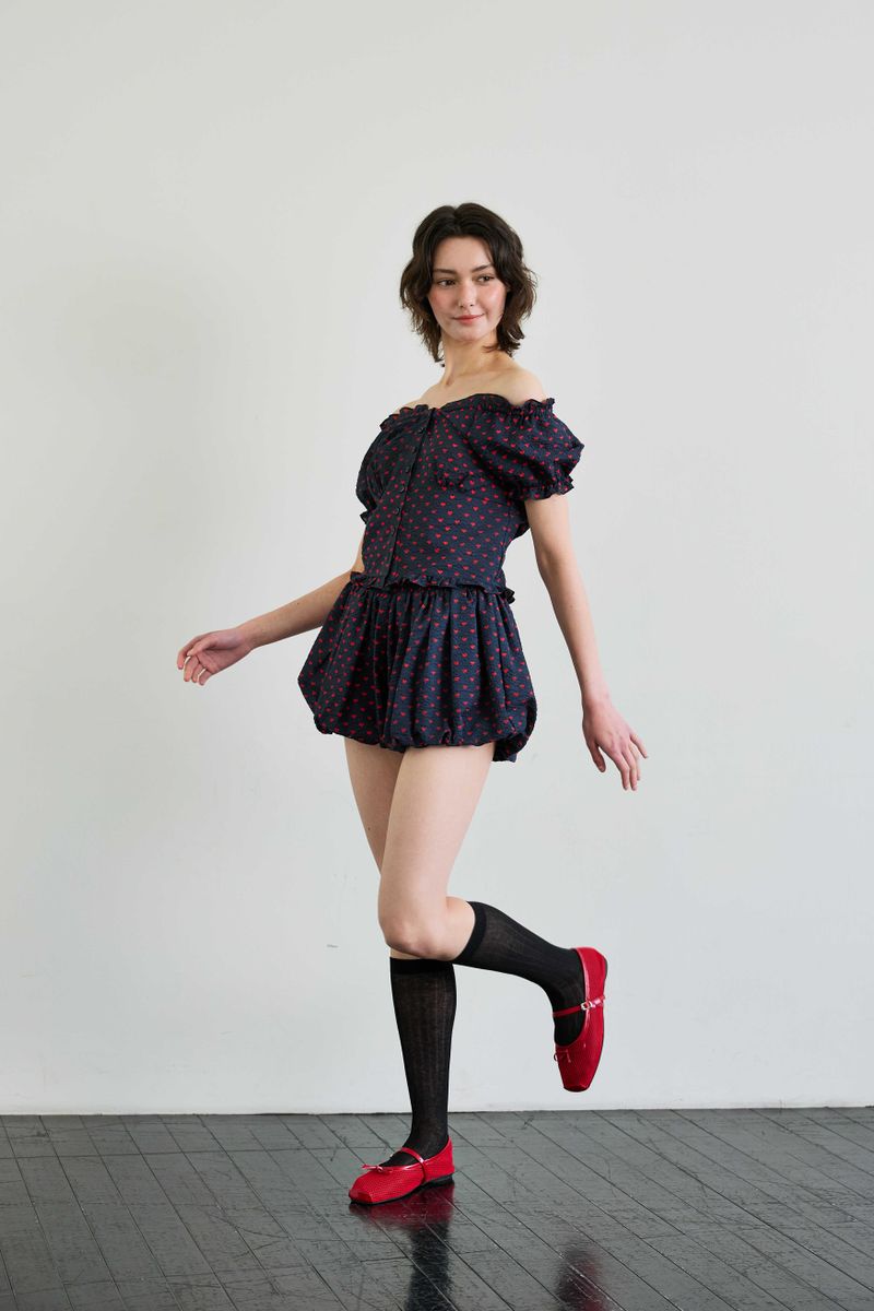 MINI HEART TWO WAY BLOUSE / NAVY